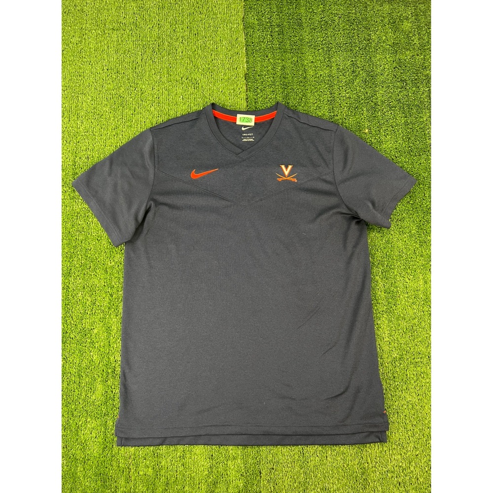 Nike Mens Virginia Cavaliers Dri-FIT V-Neck T-Shirt Gray Large UVA NCAA